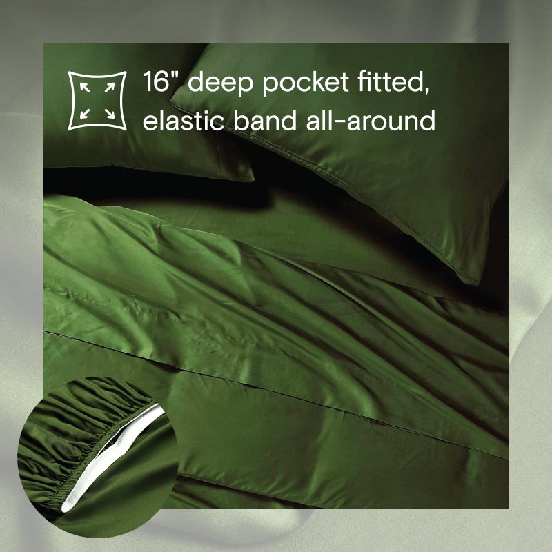 Sijo AiryWeight Tencel Sheet Set, 100% Lyocell Derived from Eucalyptus, Buttery Soft, Architectural Digest 2022 Best Cooling Sheets Winner - 3pc - 2 Pillowcases 1 Fitted (Forest, Full) - Image 4